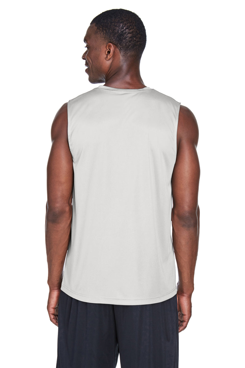 Team 365 TT11M Mens Zone Performance Muscle Moisture Wicking Tank Top Graphite Grey Model Back