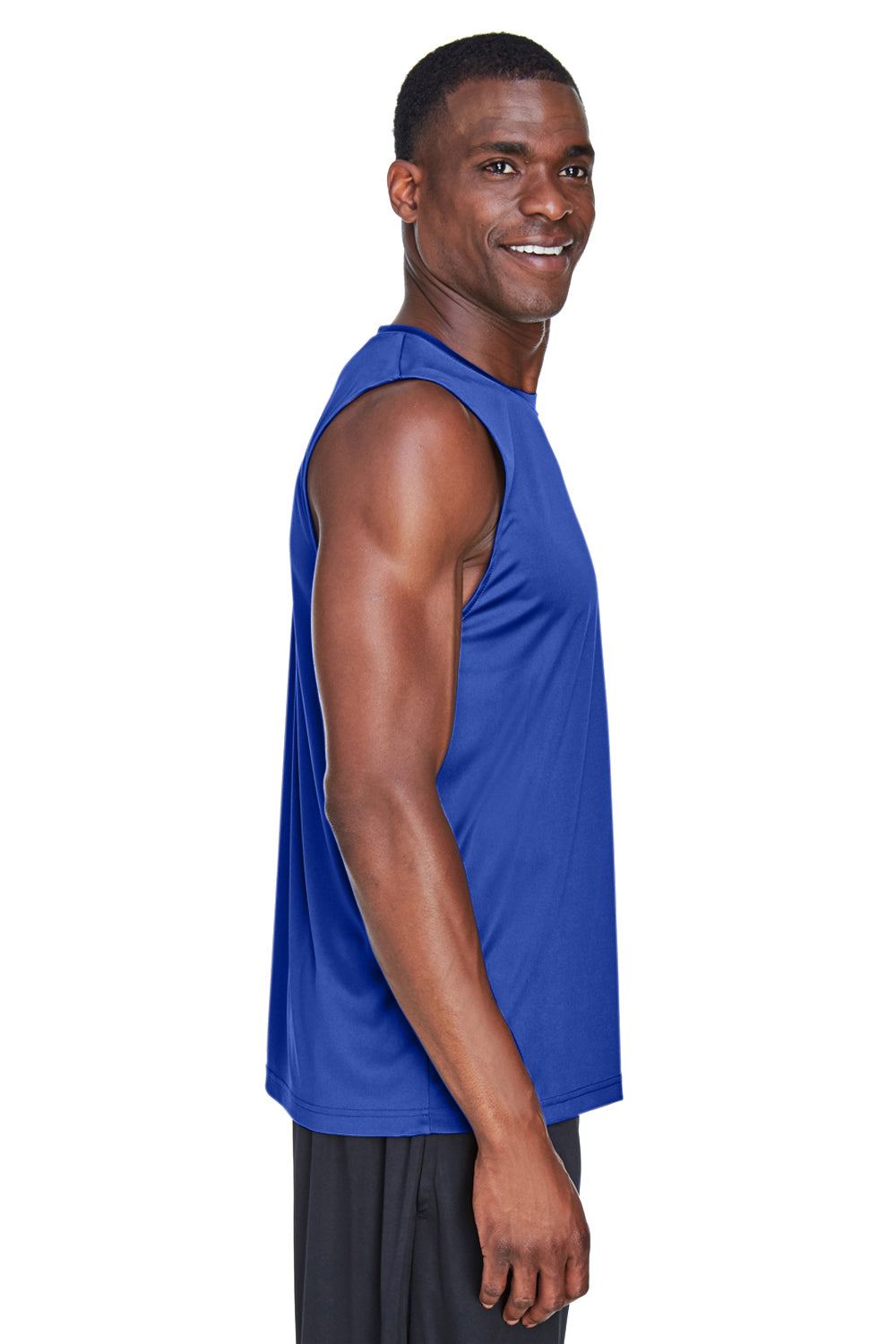 Team 365 TT11M Mens Zone Performance Muscle Moisture Wicking Tank Top Royal Blue Model Side