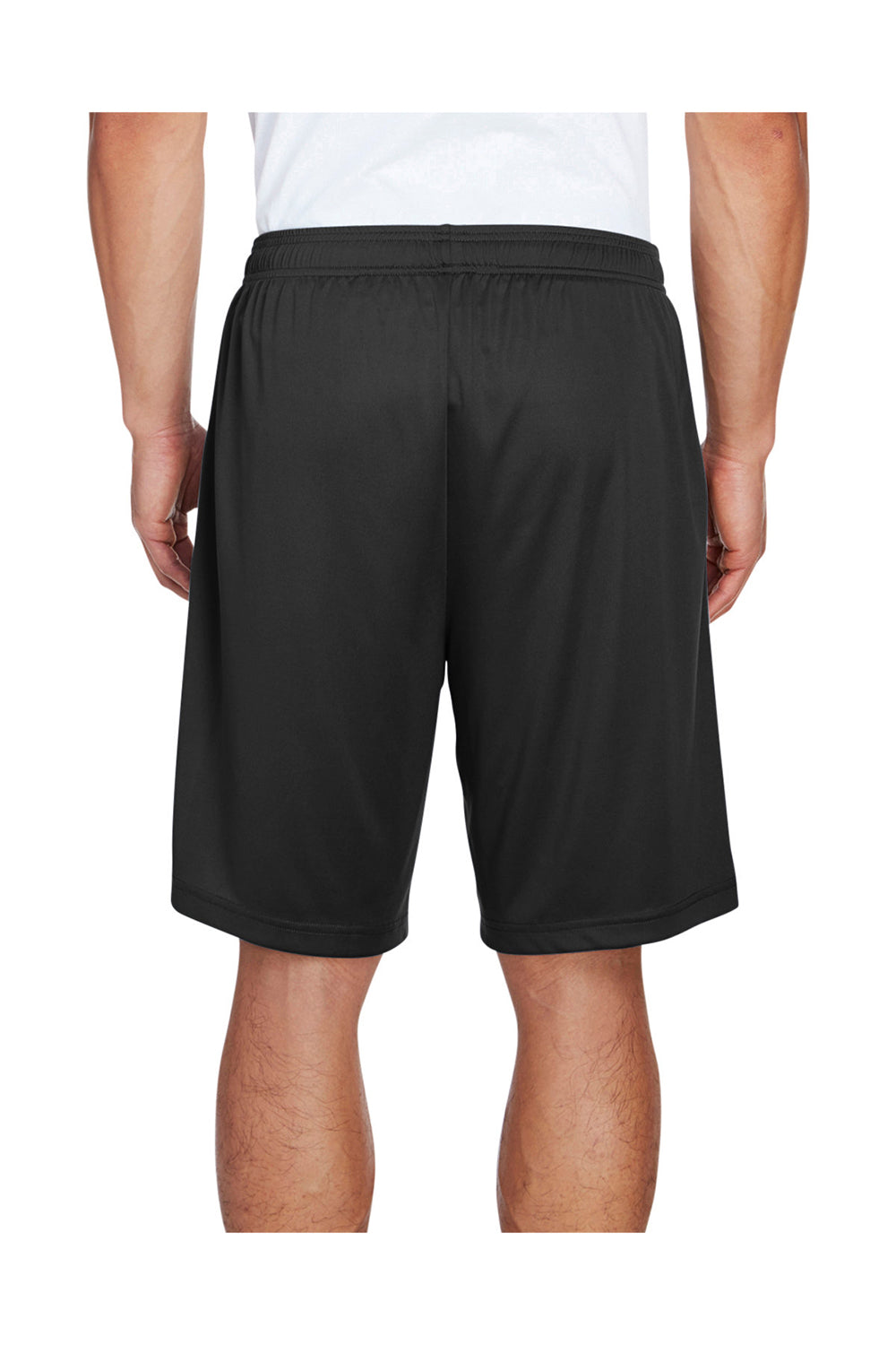 Team 365 TT11SH Mens Zone Performance Moisture Wicking Shorts w/ Pockets Black Model Back