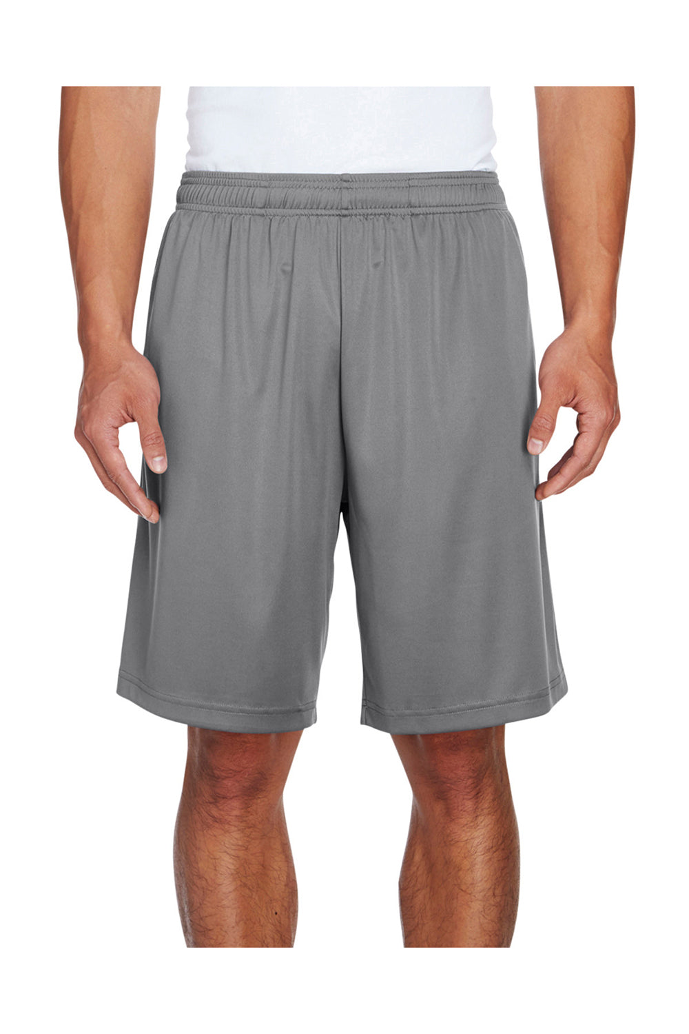 Team 365 TT11SH Mens Zone Performance Moisture Wicking Shorts w/ Pockets Graphite Grey Model Front