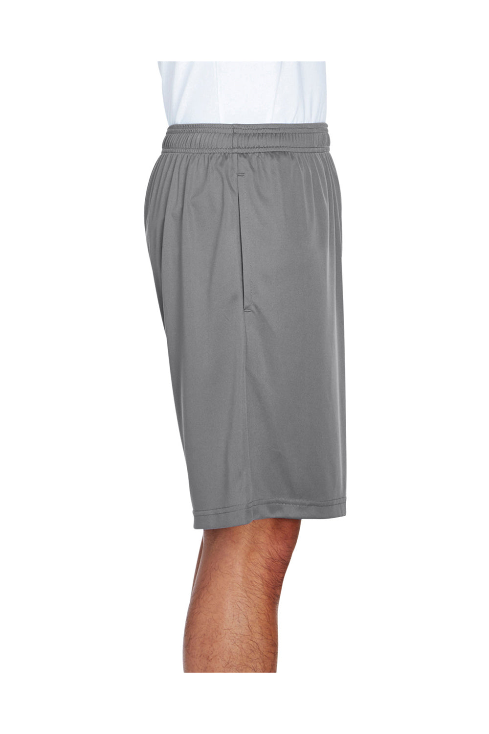 Team 365 TT11SH Mens Zone Performance Moisture Wicking Shorts w/ Pockets Graphite Grey Model Side