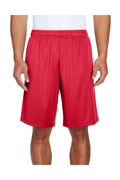 Team 365 TT11SH Mens Zone Performance Moisture Wicking Shorts w/ Pockets Red Model Front