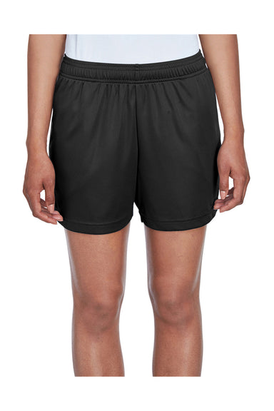 Team 365 TT11SHW Womens Zone Performance Moisture Wicking Shorts w/ Pockets Black Model Front