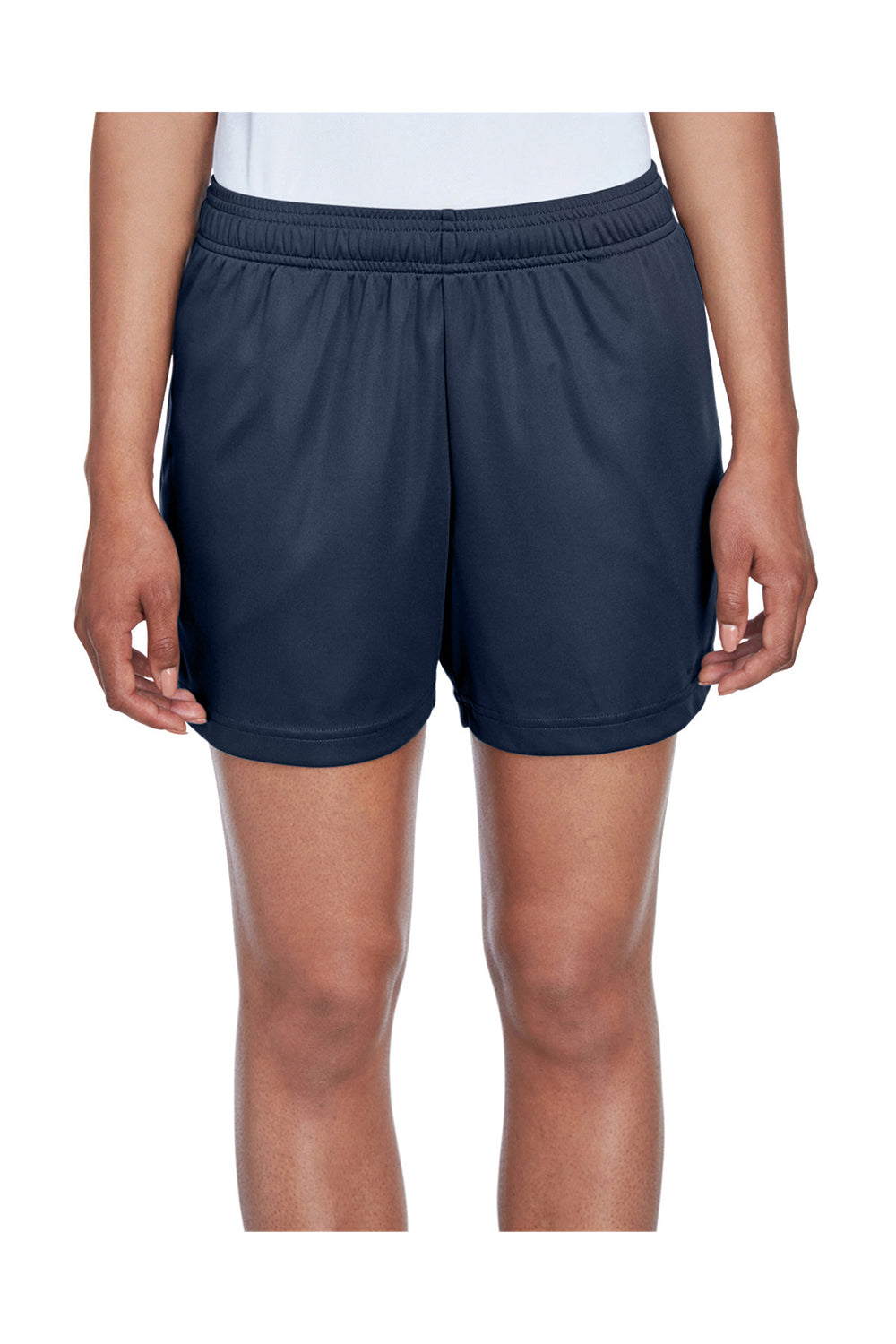 Team 365 TT11SHW Womens Zone Performance Moisture Wicking Shorts w/ Pockets Dark Navy Blue Model Front