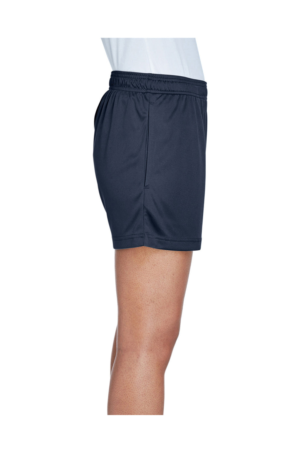 Team 365 TT11SHW Womens Zone Performance Moisture Wicking Shorts w/ Pockets Dark Navy Blue Model Side