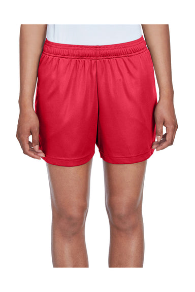 Team 365 TT11SHW Womens Zone Performance Moisture Wicking Shorts w/ Pockets Red Model Front