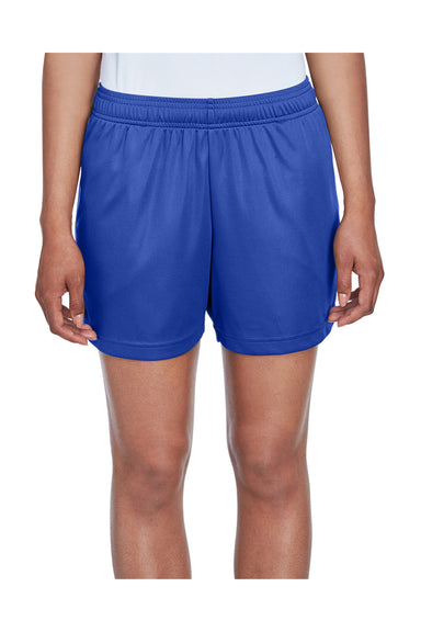 Team 365 TT11SHW Womens Zone Performance Moisture Wicking Shorts w/ Pockets Royal Blue Model Front