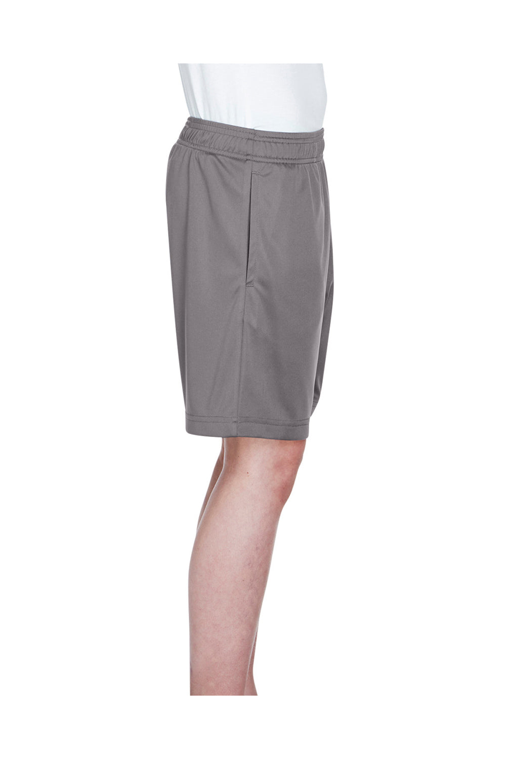 Team 365 TT11SHY Youth Zone Performance Moisture Wicking Shorts w/ Pockets Graphite Grey Model Side