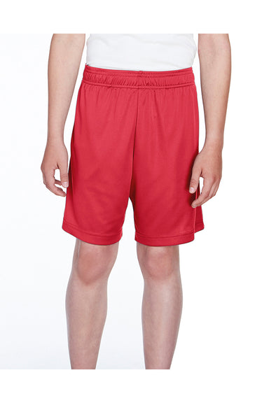 Team 365 TT11SHY Youth Zone Performance Moisture Wicking Shorts w/ Pockets Red Model Front