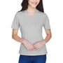 Team 365 Womens Zone Performance Moisture Wicking Short Sleeve V-Neck T-Shirt - Silver Grey