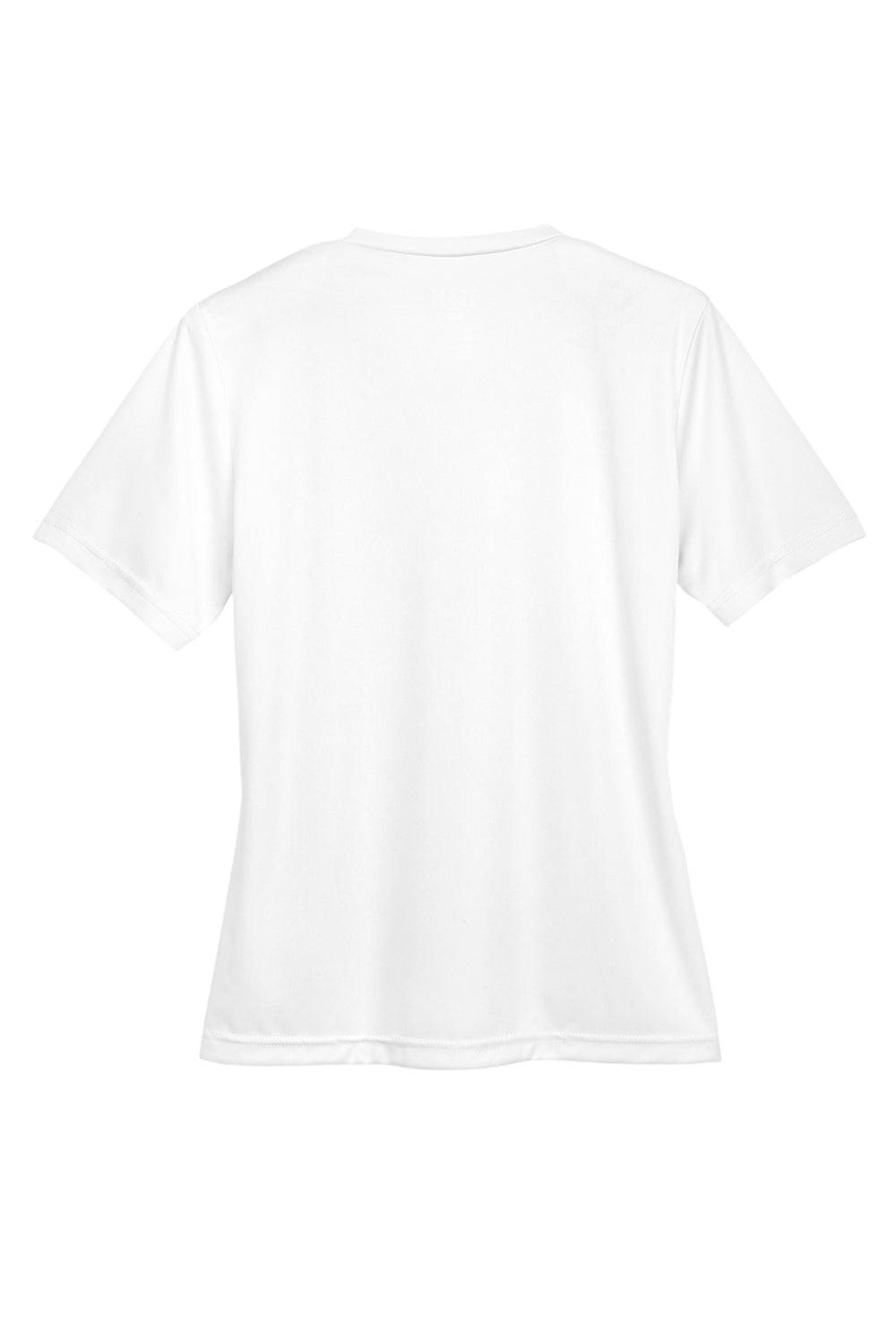 Team 365 TT11W Womens Zone Performance Moisture Wicking Short Sleeve V-Neck T-Shirt White Flat Back