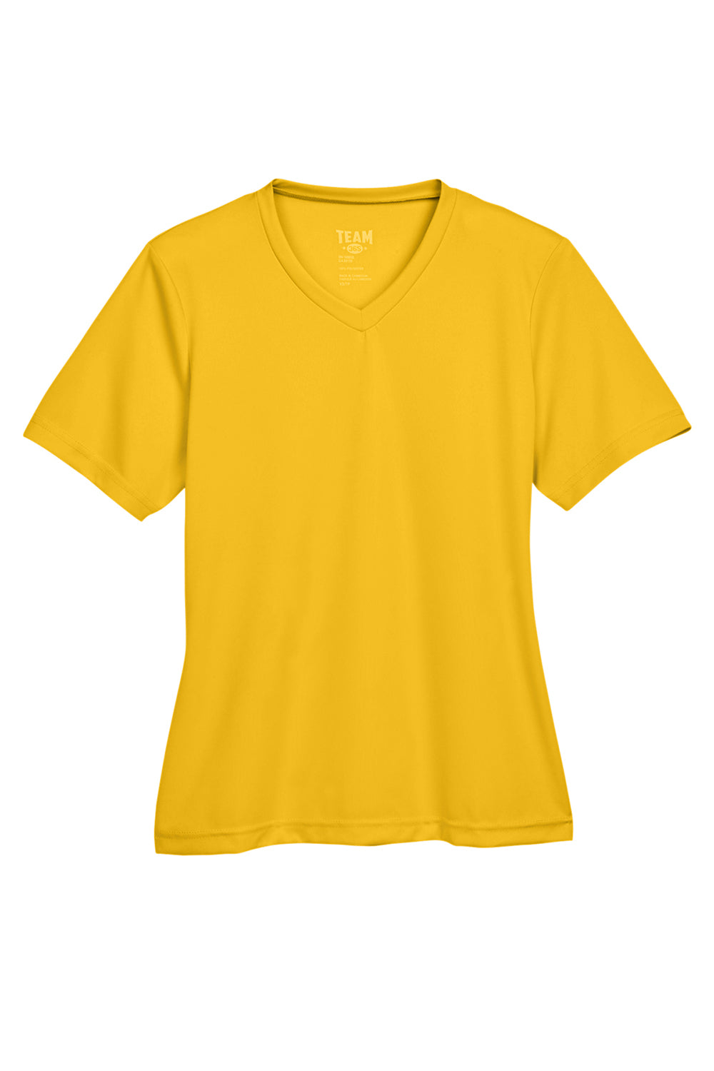 Team 365 TT11W Womens Zone Performance Moisture Wicking Short Sleeve V-Neck T-Shirt Athletic Gold Flat Front