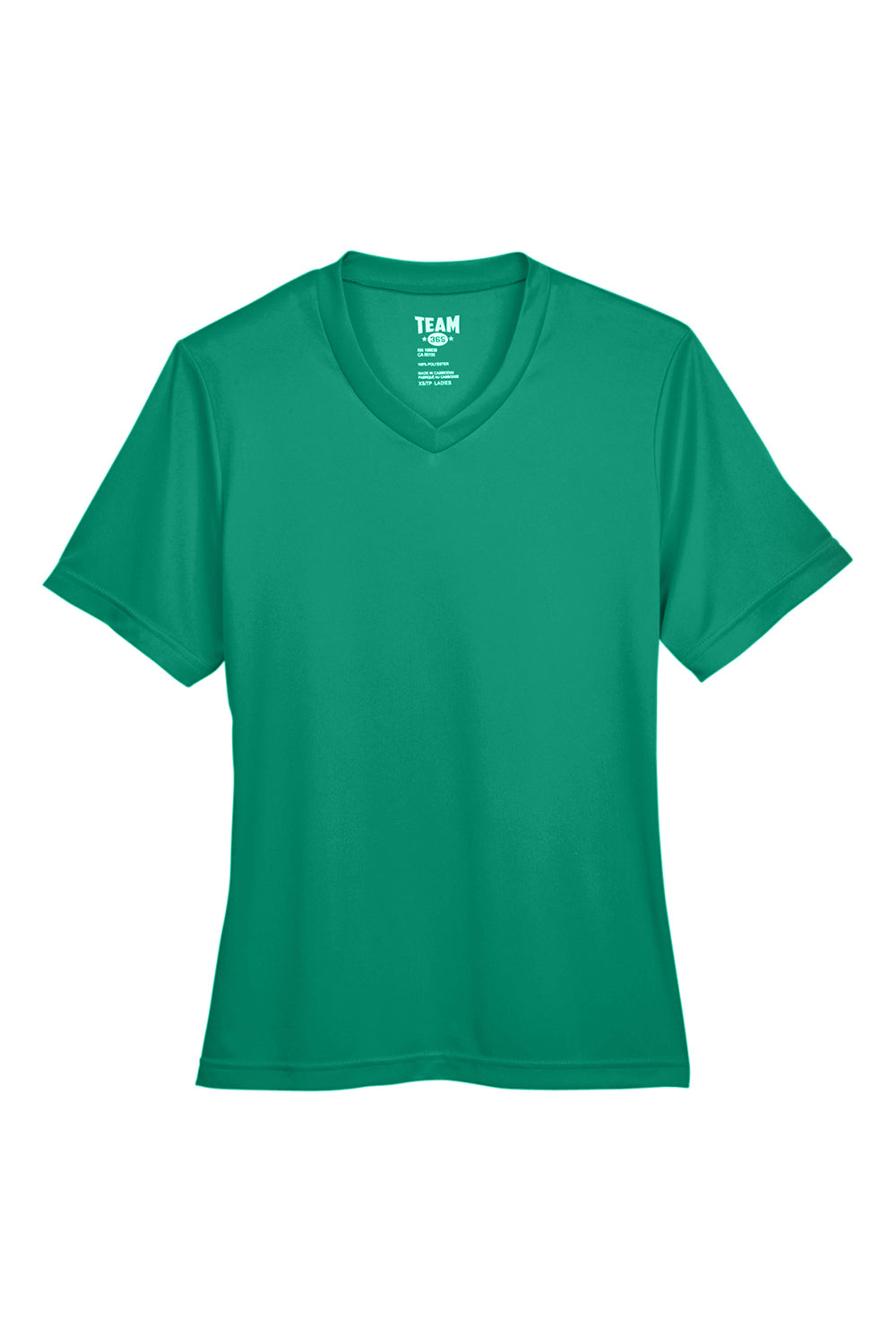 Team 365 TT11W Womens Zone Performance Moisture Wicking Short Sleeve V-Neck T-Shirt Kelly Green Flat Front