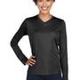 Team 365 Womens Zone Performance Moisture Wicking Long Sleeve Crewneck T-Shirt - Black