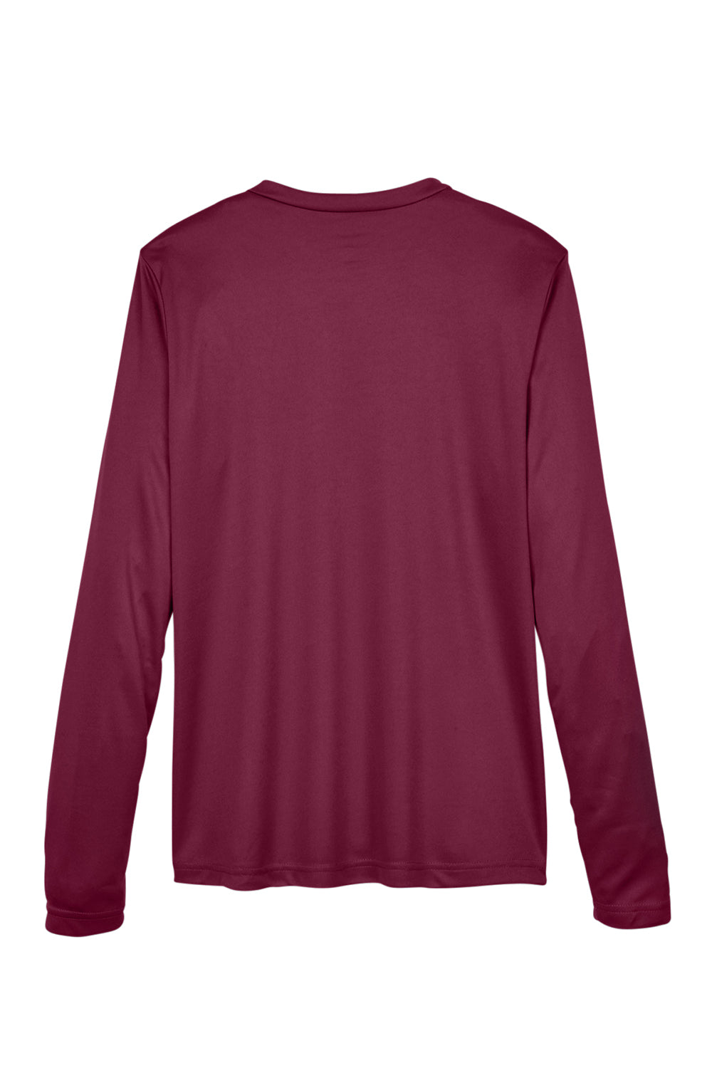 Team 365 TT11WL Womens Zone Performance Moisture Wicking Long Sleeve Crewneck T-Shirt Maroon Flat Back