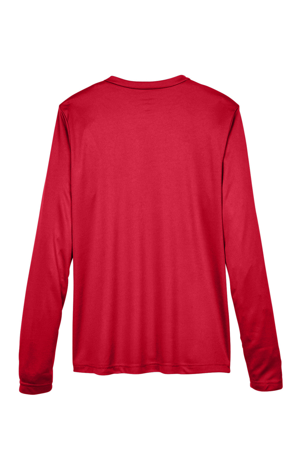 Team 365 TT11WL Womens Zone Performance Moisture Wicking Long Sleeve Crewneck T-Shirt Red Flat Back