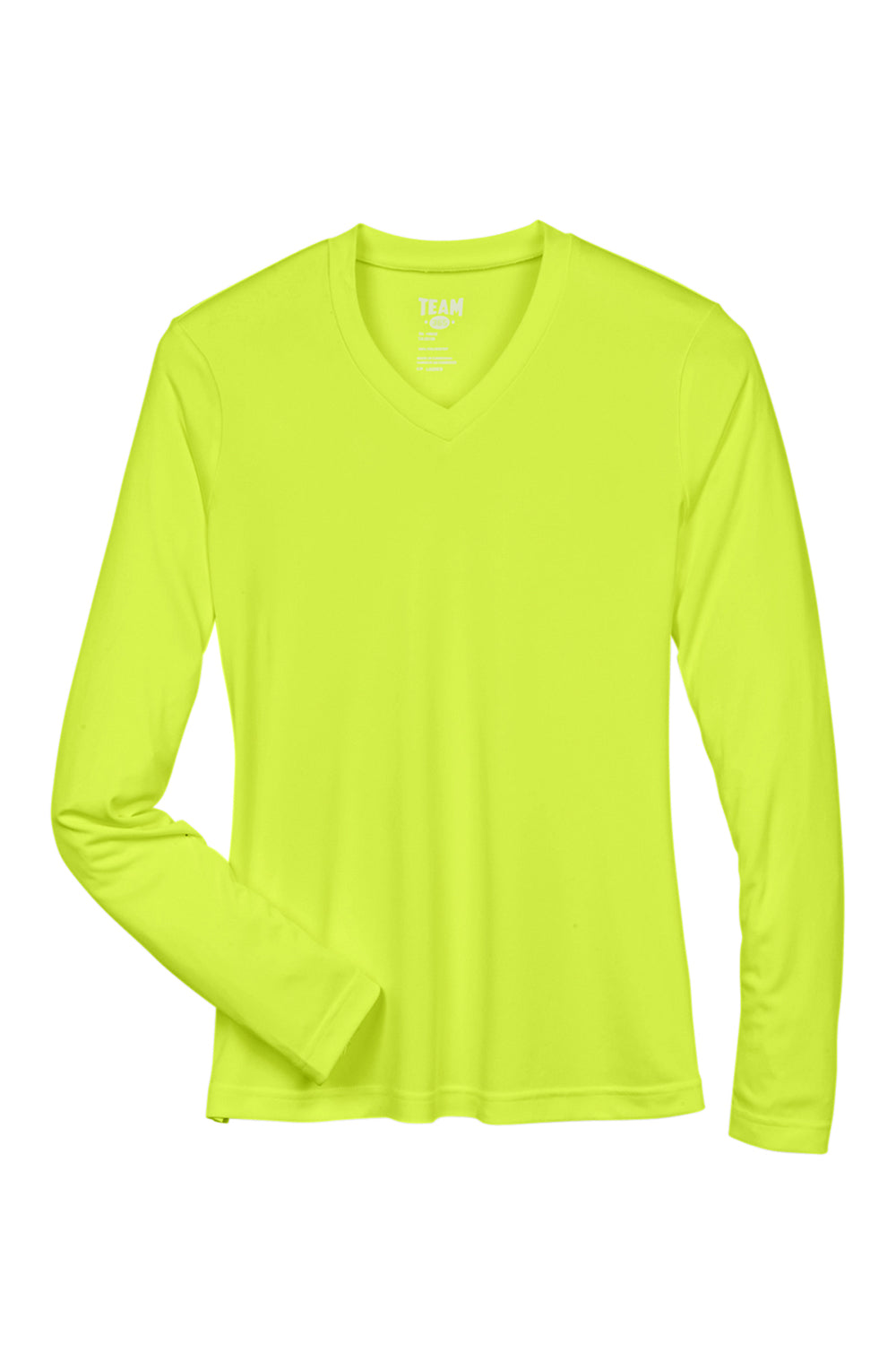 Team 365 TT11WL Womens Zone Performance Moisture Wicking Long Sleeve Crewneck T-Shirt Safety Yellow Flat Front