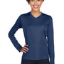 Team 365 Womens Zone Performance Moisture Wicking Long Sleeve Crewneck T-Shirt - Dark Navy Blue