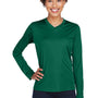 Team 365 Womens Zone Performance Moisture Wicking Long Sleeve Crewneck T-Shirt - Forest Green