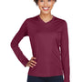 Team 365 Womens Zone Performance Moisture Wicking Long Sleeve Crewneck T-Shirt - Maroon