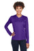 Team 365 TT11WL Womens Zone Performance Moisture Wicking Long Sleeve Crewneck T-Shirt Purple Model Front