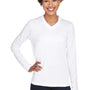 Team 365 Womens Zone Performance Moisture Wicking Long Sleeve Crewneck T-Shirt - White