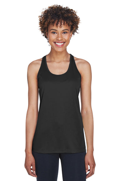 Team 365 TT11WRC Womens Zone Performance Moisture Wicking Tank Top Black Model Front