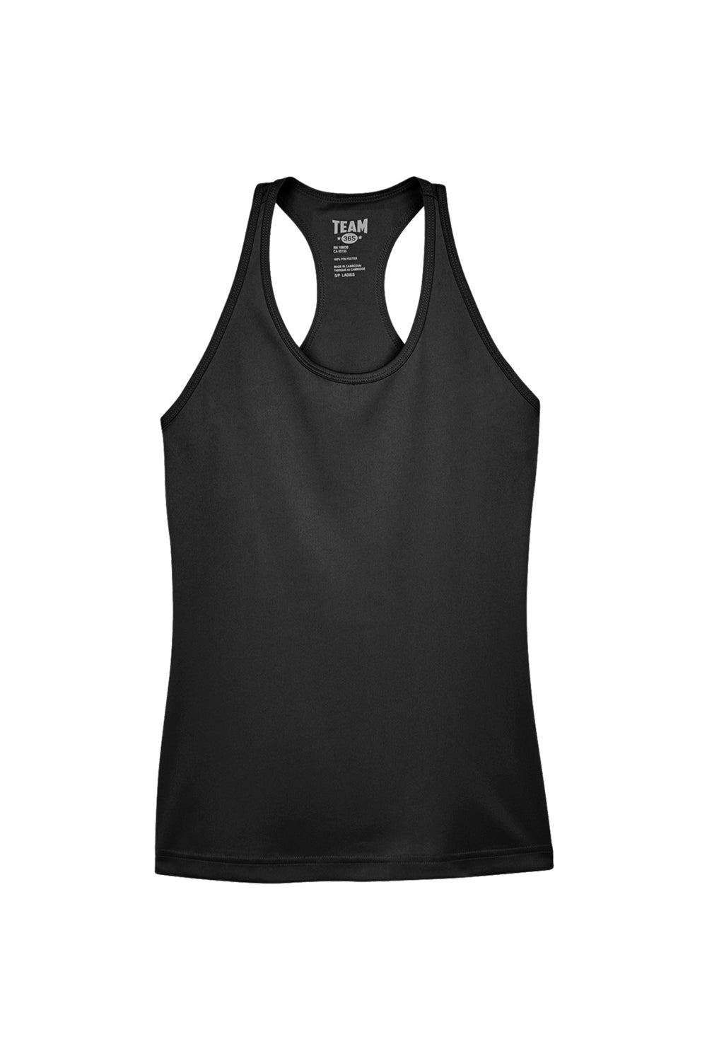 Team 365 TT11WRC Womens Zone Performance Moisture Wicking Tank Top Black Flat Front