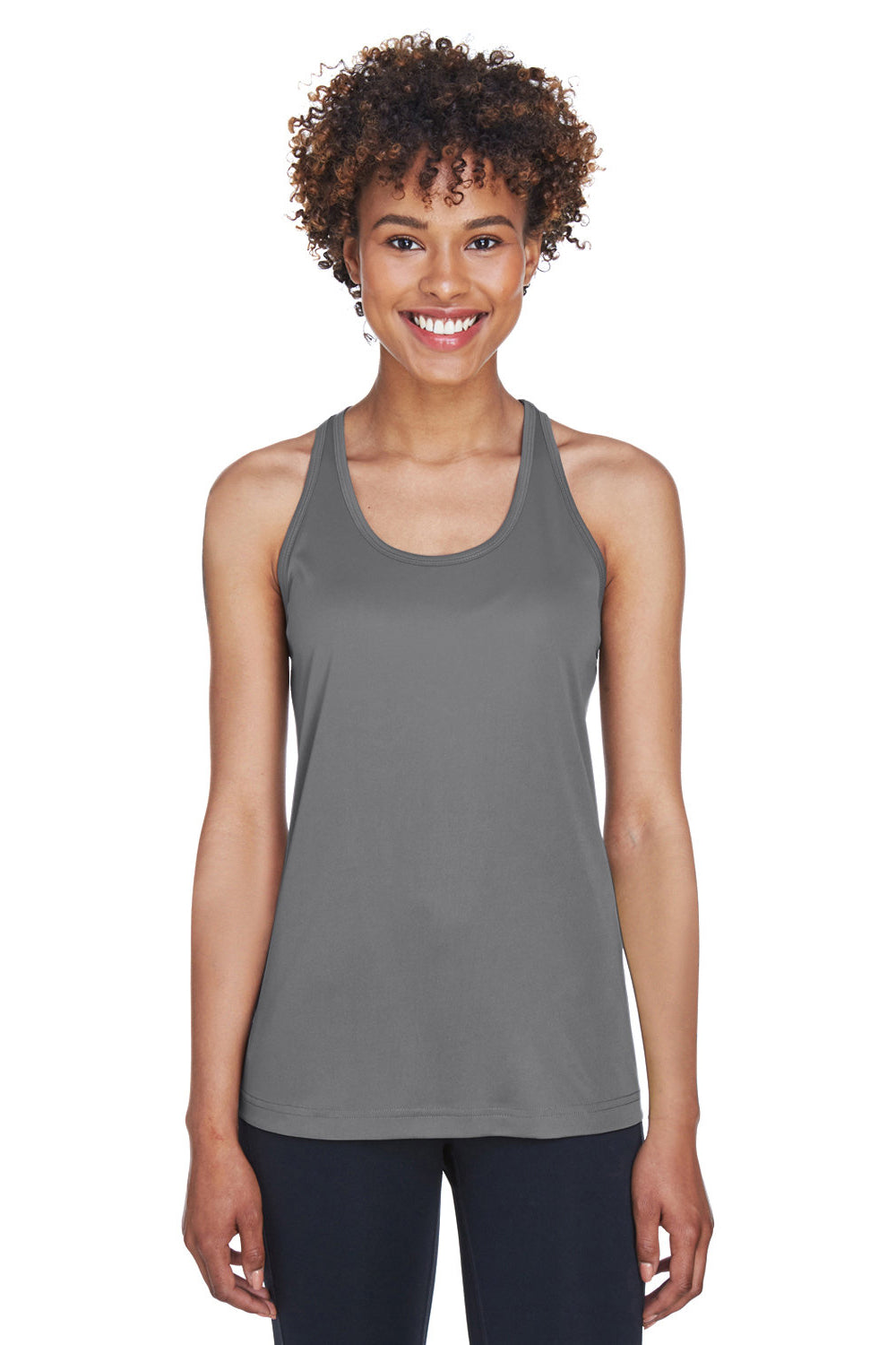 Team 365 TT11WRC Womens Zone Performance Moisture Wicking Tank Top Graphite Grey Model Front