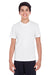 Team 365 TT11Y Youth Zone Performance Moisture Wicking Short Sleeve Crewneck T-Shirt White Model Front