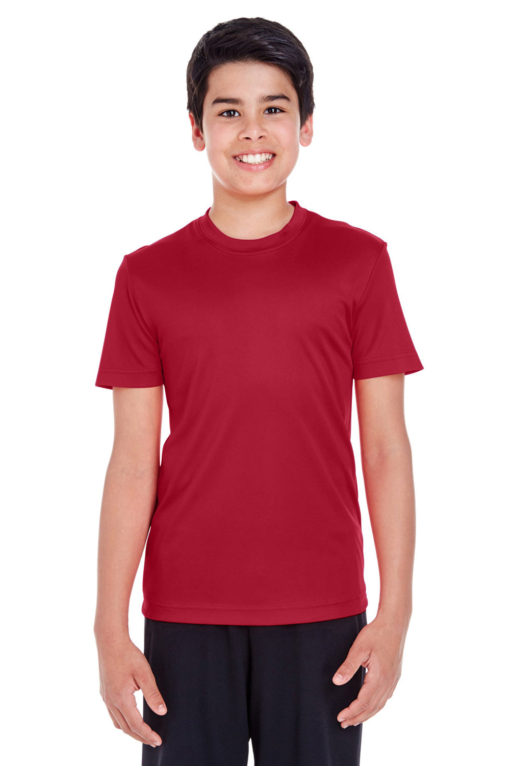 Team 365 TT11Y Youth Zone Performance Moisture Wicking Short Sleeve Crewneck T-Shirt Scarlet Red Model Front