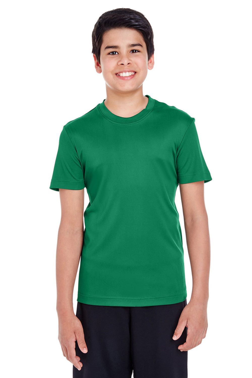 Team 365 TT11Y Youth Zone Performance Moisture Wicking Short Sleeve Crewneck T-Shirt Kelly Green Model Front