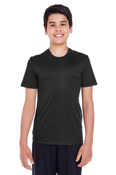 Team 365 TT11Y Youth Zone Performance Moisture Wicking Short Sleeve Crewneck T-Shirt Black Model Front