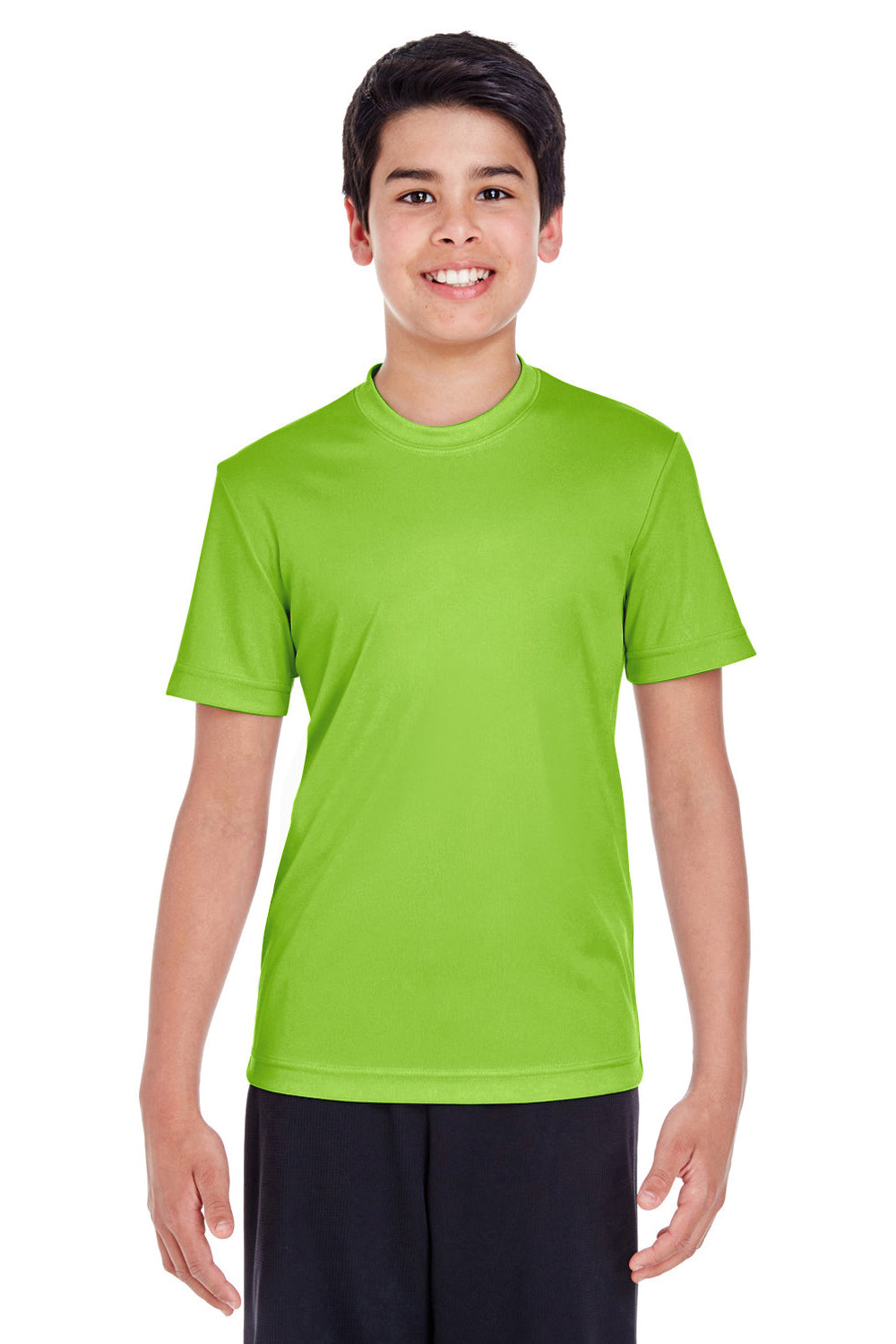 Team 365 TT11Y Youth Zone Performance Moisture Wicking Short Sleeve Crewneck T-Shirt Acid Green Model Front