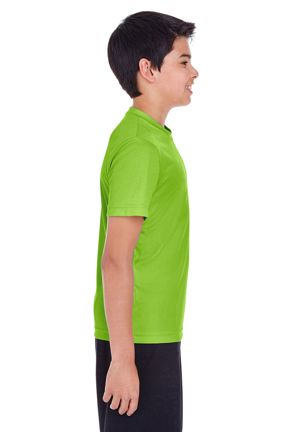 Team 365 TT11Y Youth Zone Performance Moisture Wicking Short Sleeve Crewneck T-Shirt Acid Green Model Side