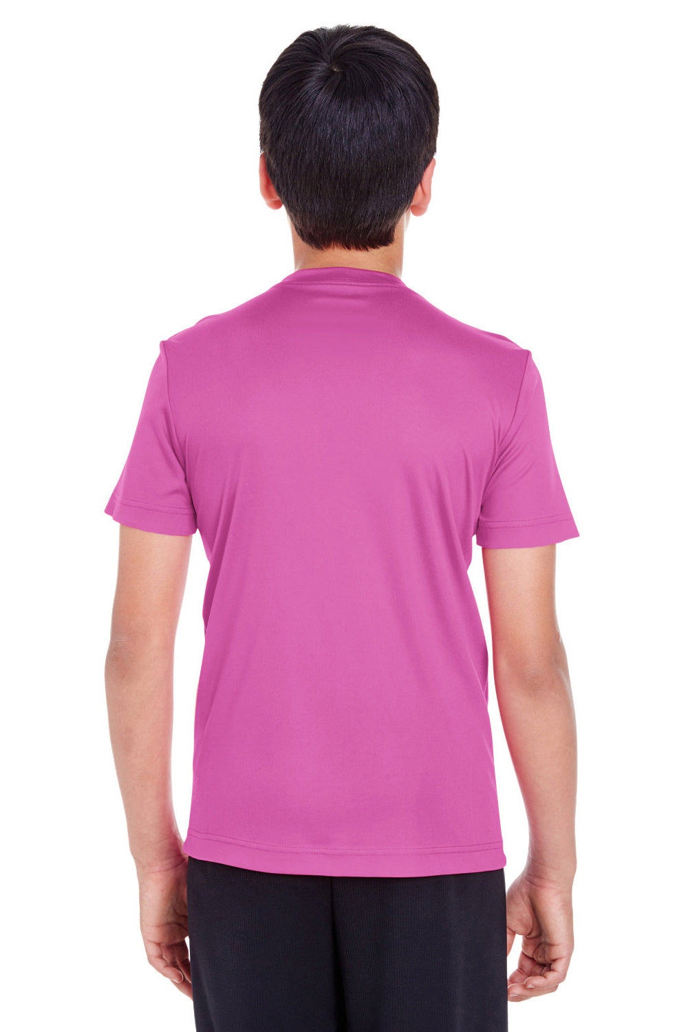 Team 365 TT11Y Youth Zone Performance Moisture Wicking Short Sleeve Crewneck T-Shirt Charity Pink Model Back