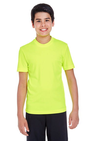 Team 365 TT11Y Youth Zone Performance Moisture Wicking Short Sleeve Crewneck T-Shirt Safety Yellow Model Front