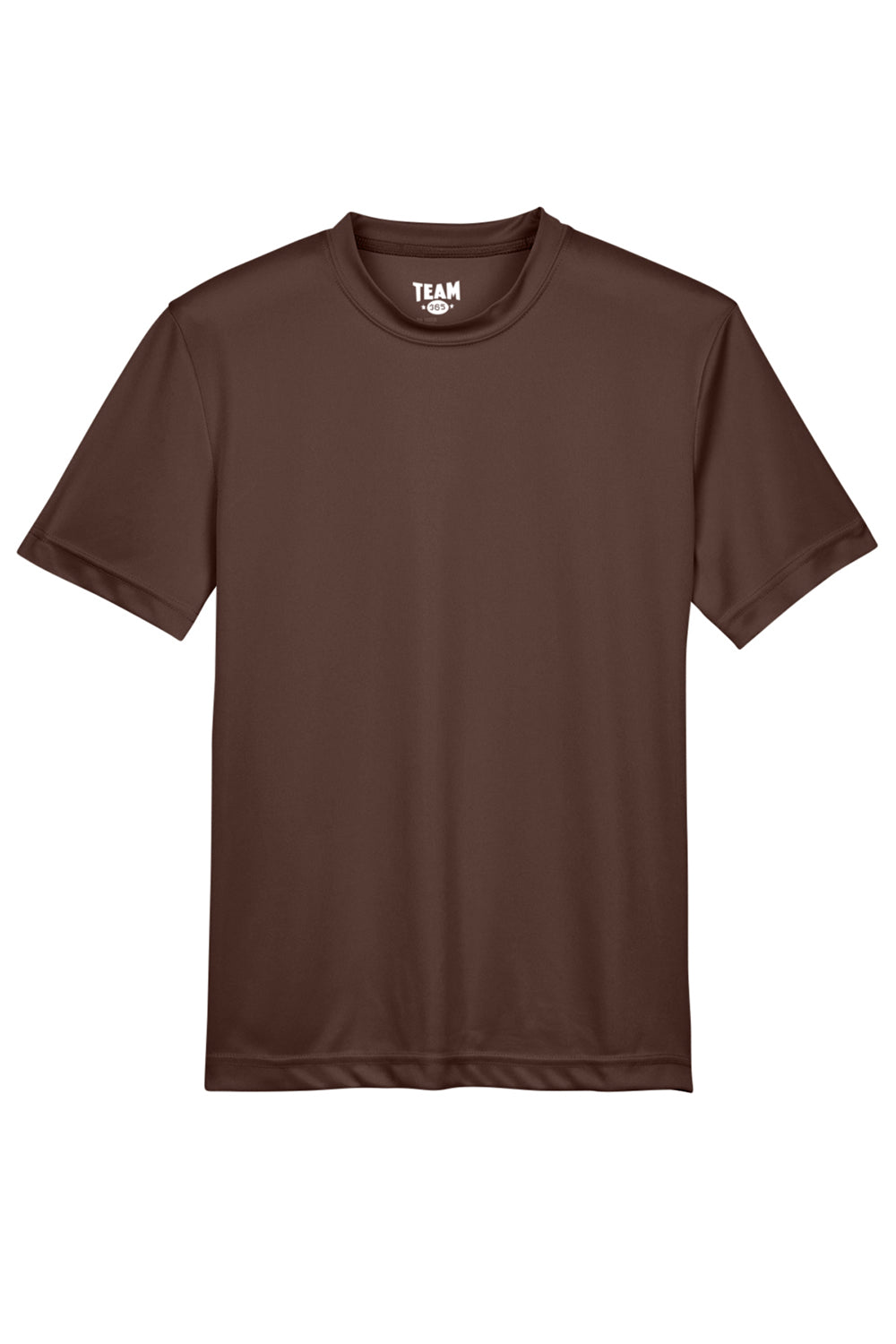 Team 365 TT11Y Youth Zone Performance Moisture Wicking Short Sleeve Crewneck T-Shirt Dark Brown Flat Front