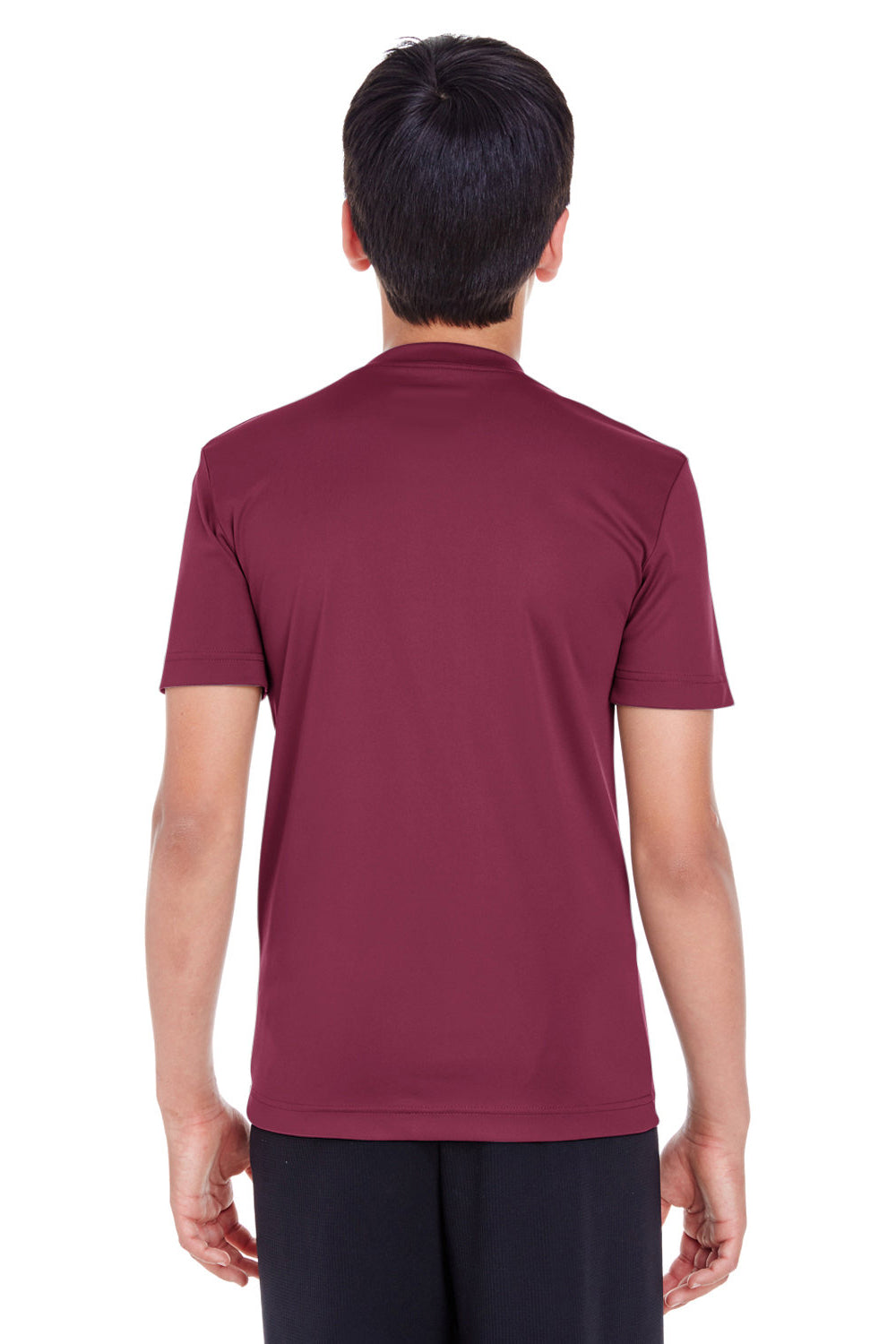 Team 365 TT11Y Youth Zone Performance Moisture Wicking Short Sleeve Crewneck T-Shirt Dark Maroon Model Back