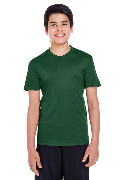 Team 365 TT11Y Youth Zone Performance Moisture Wicking Short Sleeve Crewneck T-Shirt Sport Dark Green Model Front