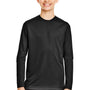 Team 365 Youth Zone Performance Moisture Wicking Long Sleeve Crewneck T-Shirt - Black