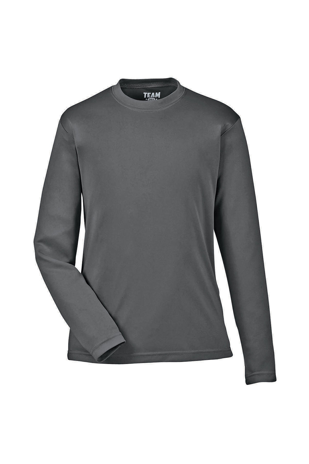 Team 365 TT11YL Youth Zone Performance Moisture Wicking Long Sleeve Crewneck T-Shirt Graphite Grey Flat Front