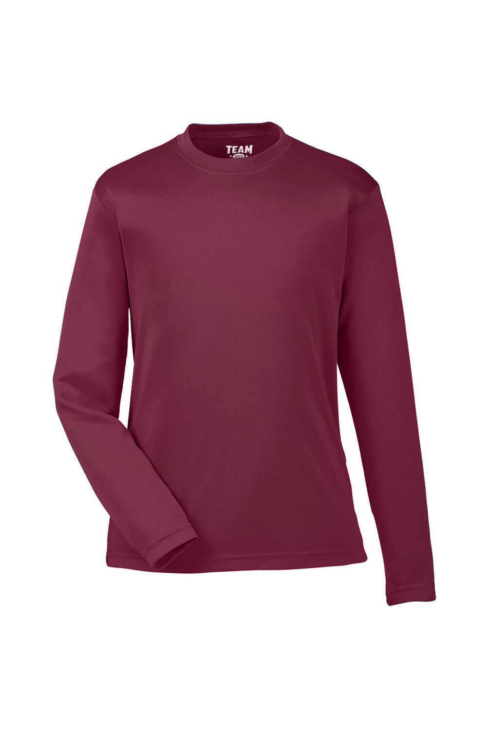 Team 365 TT11YL Youth Zone Performance Moisture Wicking Long Sleeve Crewneck T-Shirt Maroon Flat Front