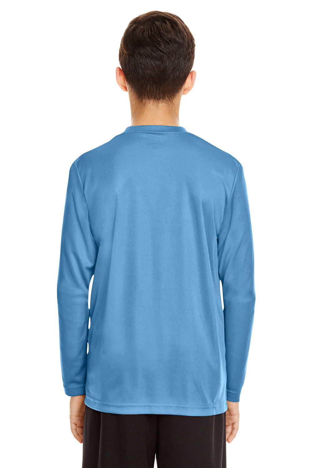 Team 365 TT11YL Youth Zone Performance Moisture Wicking Long Sleeve Crewneck T-Shirt Light Blue Model Back