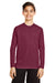 Team 365 TT11YL Youth Zone Performance Moisture Wicking Long Sleeve Crewneck T-Shirt Maroon Model Front