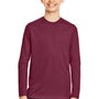 Team 365 Youth Zone Performance Moisture Wicking Long Sleeve Crewneck T-Shirt - Maroon