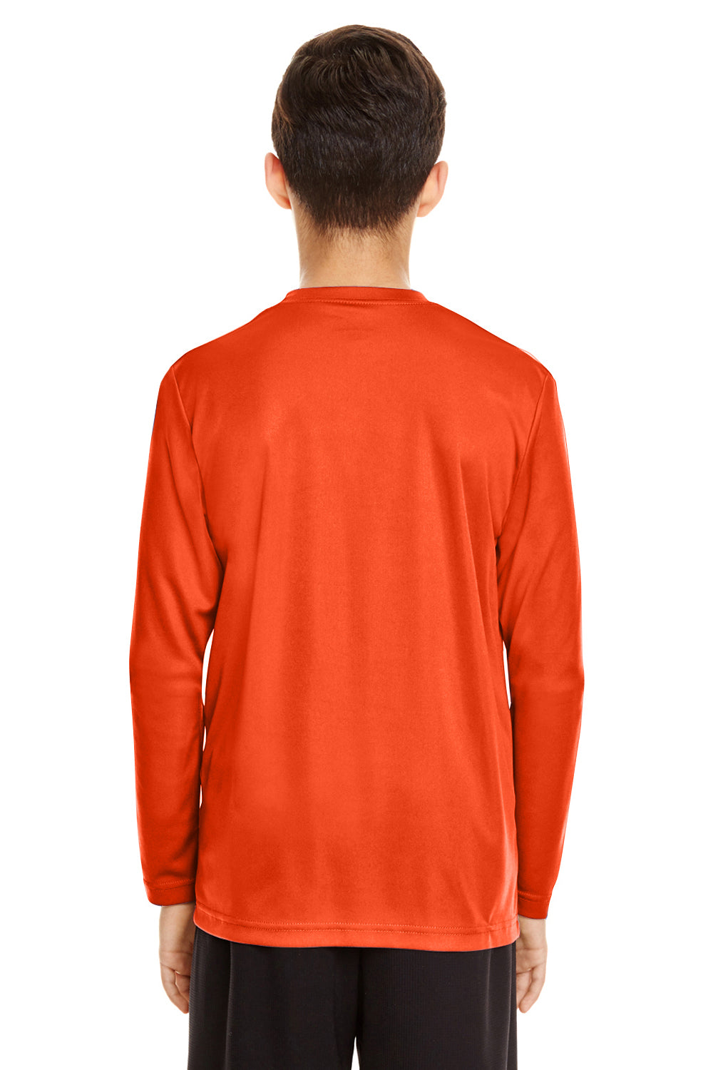 Team 365 TT11YL Youth Zone Performance Moisture Wicking Long Sleeve Crewneck T-Shirt Orange Model Back