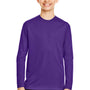 Team 365 Youth Zone Performance Moisture Wicking Long Sleeve Crewneck T-Shirt - Purple