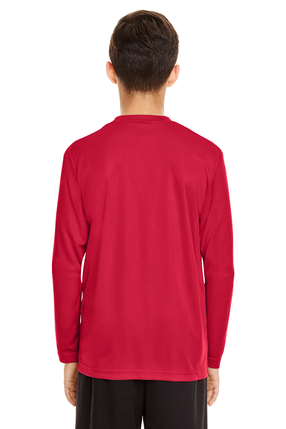 Team 365 TT11YL Youth Zone Performance Moisture Wicking Long Sleeve Crewneck T-Shirt Red Model Back