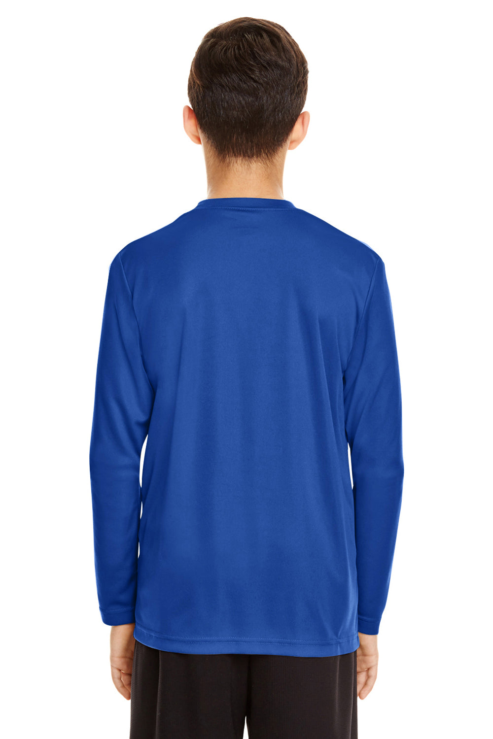 Team 365 TT11YL Youth Zone Performance Moisture Wicking Long Sleeve Crewneck T-Shirt Royal Blue Model Back